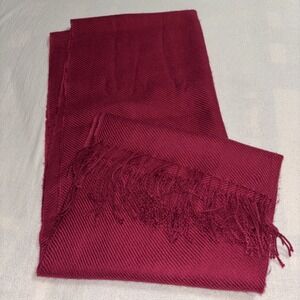Zazie Burgundy Rectangle Scarf Shaw Fringed 72"x 24"